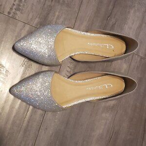 Silver glittery flats